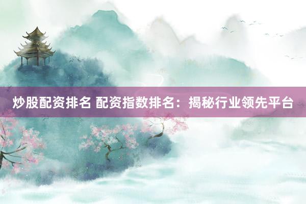 炒股配资排名 配资指数排名：揭秘行业领先平台