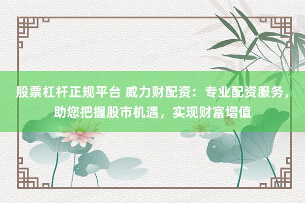 股票杠杆正规平台 威力财配资：专业配资服务，助您把握股市机遇，实现财富增值