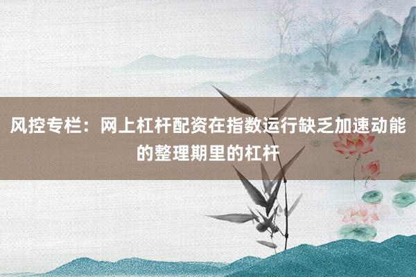 风控专栏：网上杠杆配资在指数运行缺乏加速动能的整理期里的杠杆