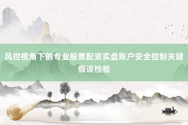 风控视角下的专业股票配资实盘账户安全控制关键假设检验
